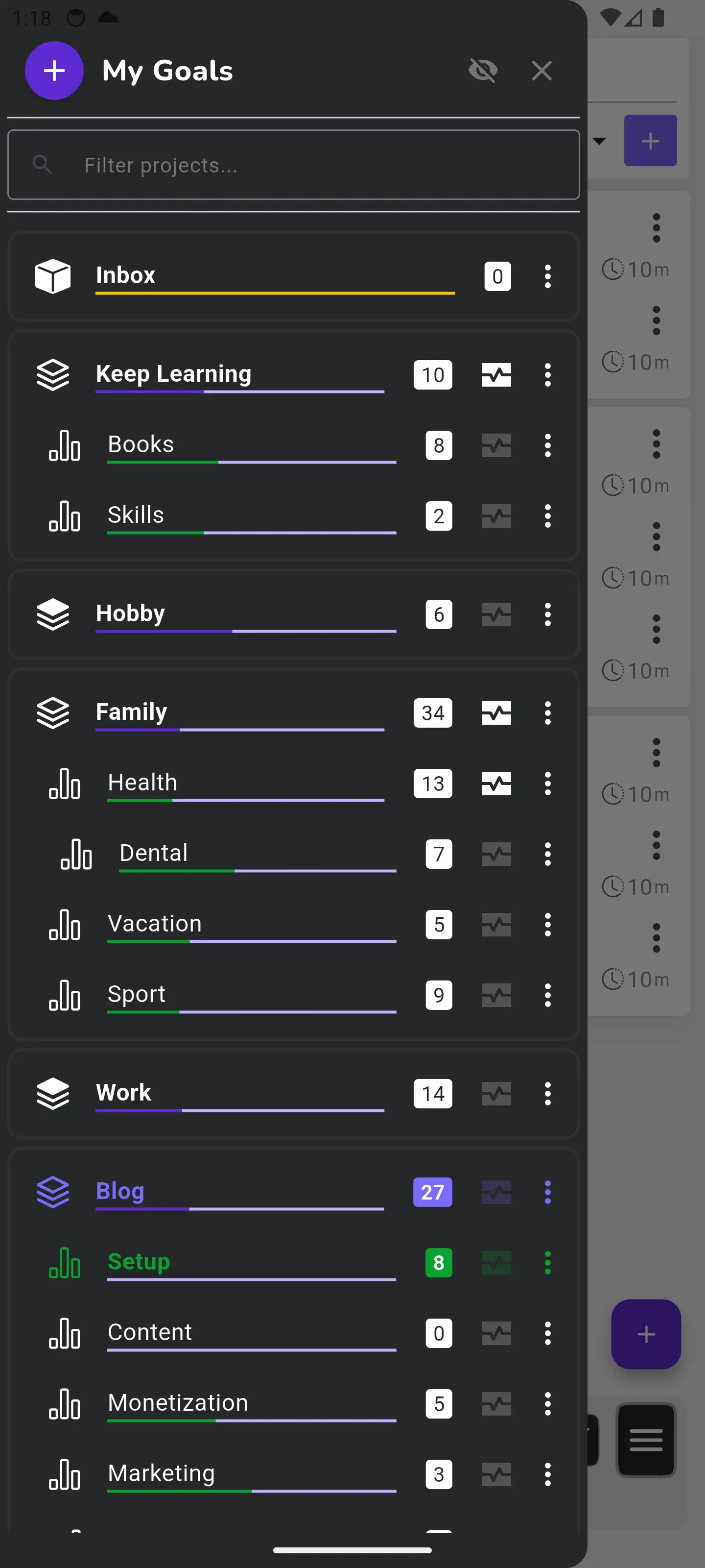 Goal Planning Screenshot